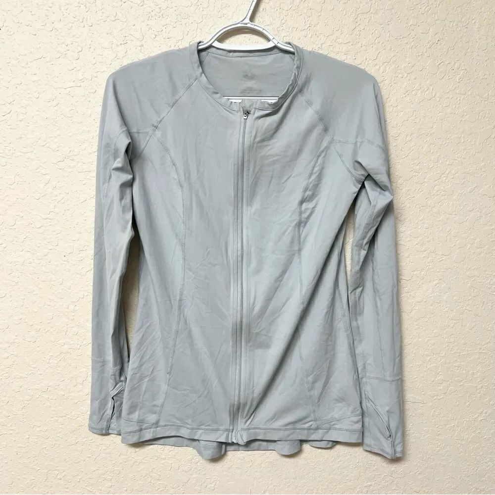 BloqUV Gray Full Zip Jacket Thumb Holes UPF Women’s Size S Beach